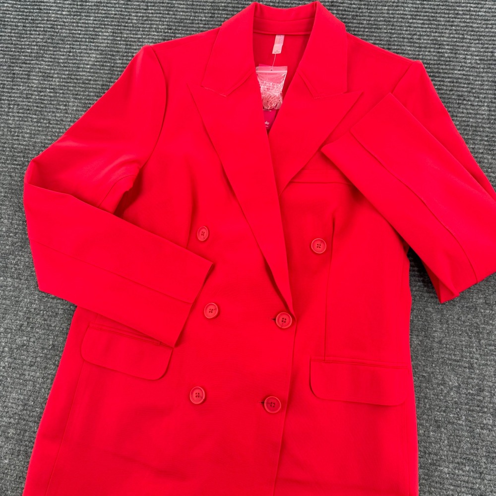 Commando CEO Double Breasted Blazer Scarlet Red Neoprene Longline Jacket Large
